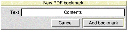 New PDF bookmark window