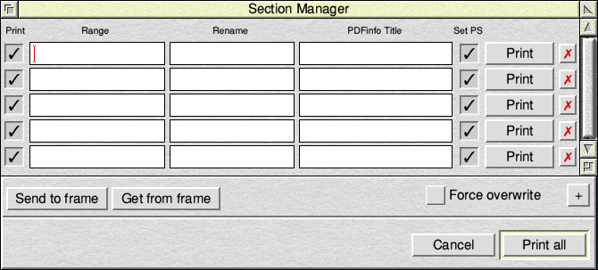 Section Manager Window
